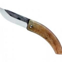 Couteau Lo Pastre lame acier carbone XC 75 semi-brut sans cran manche en corne de bélier
