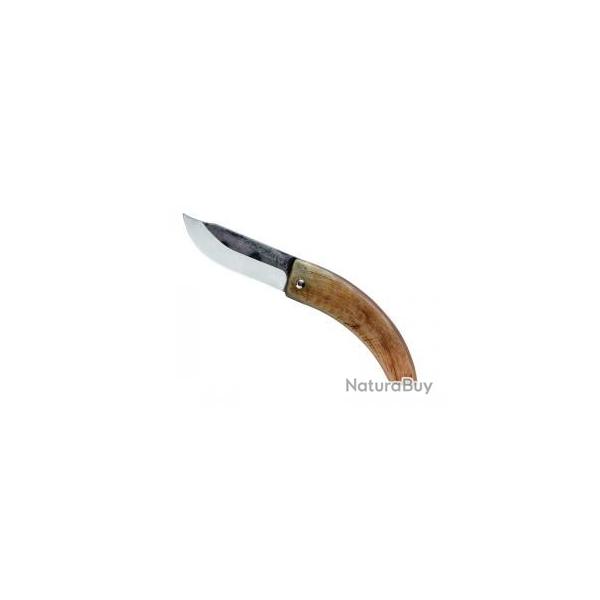 Couteau Lo Pastre lame acier carbone XC 75 semi-brut sans cran manche en corne de blier