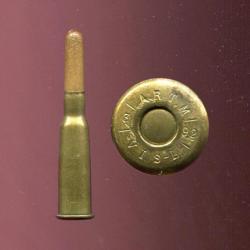 8 mm Lebel à blanc Mle 1892 - RARE  balle papier paille vernie - Cartoucherie de Vincennes en 1892