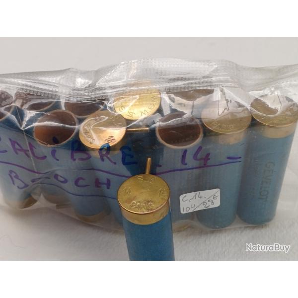 1 lot de 10 douilles de chasse  broche calibre 14x65