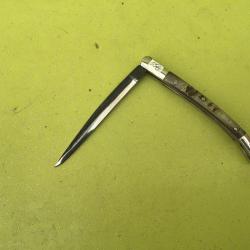 VENDU PAR LE-CUIRASSIER PETIT COUTEAU PLIANT   MANCHE CORNE LAME INOX FINI À LA FORGE