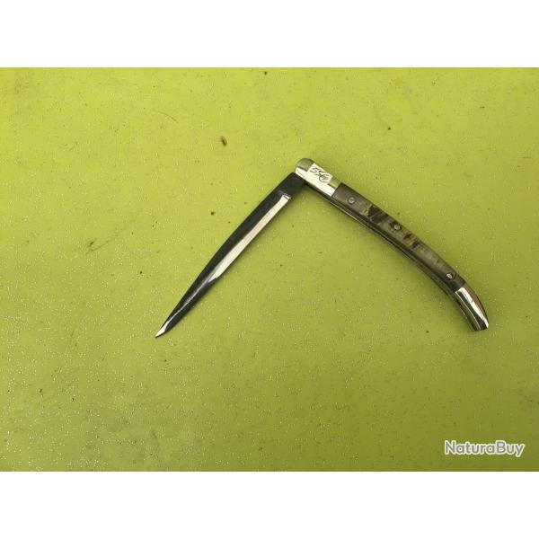 VENDU PAR LE-CUIRASSIER PETIT COUTEAU PLIANT   MANCHE CORNE LAME INOX FINI  LA FORGE