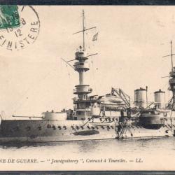 CPA - MARINE DE GUERRE - " Jaureguiberry " , Cuirasse a Tourelles  N°3774