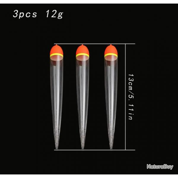 Flotteur bouchon coulissant transparent pour la peche au vifs pour le brochet 12 gr 13cm