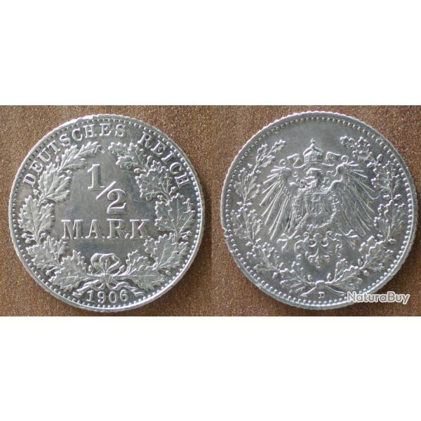 Allemagne 1/2 Mark 1906 Atelier D Piece Argent Aigle Reich