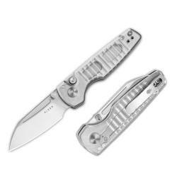 Couteau Kizer Parakeet Lame Sheepsfoot Acier Nitro-V Manche Acrylique Button Lock Clip KIV2706A2