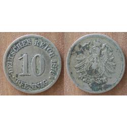 Allemagne 1 Pfennig 1876 Atelier B Piece Aigle Reich