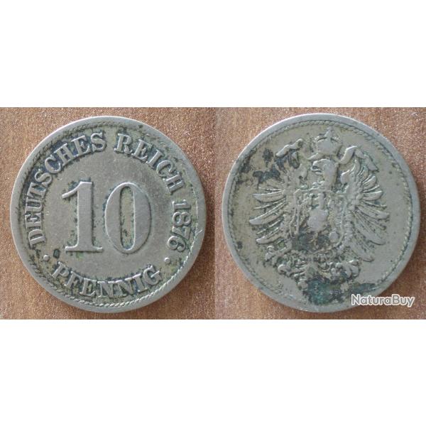 Allemagne 1 Pfennig 1876 Atelier B Piece Aigle Reich