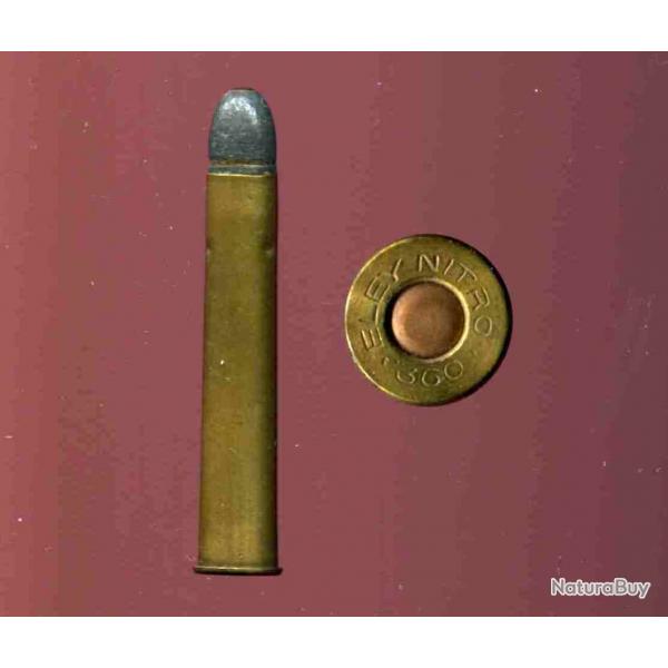 .360 x 2"1/4 NITRO EXPRESS - marquage : ELEY NITRO .360 - tui de 57 mm - balle plomb insert cuivre