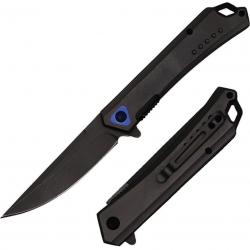 Couteau ElitEdge A/O Lame Drop Point Acier 3Cr13 Blk Manche Acier Inoxydable BLK Clip EE10A83SBK