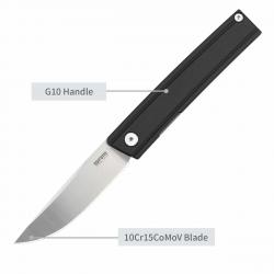 Couteau SRM Gent 401LC-GB Lame Acier 10Cr15CoMoV Manche G10 Noir Liner Lock SRM401LCGB