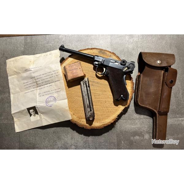 LUGER P08 MARINE 9X19 P04/06 MONOMATRICULE + DOCUMENT