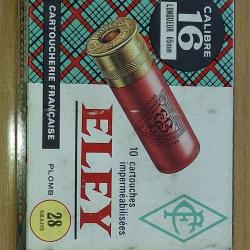 ELEY BOIYE DE 10 MUNITIONS cal 16/65 chevrotines 28 grains  vendu par poudrenoirepro