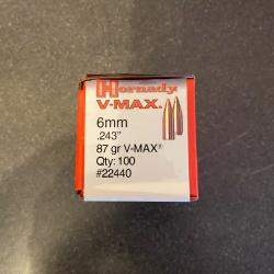 Ogive Hornady V-MAX .243, 87 gr