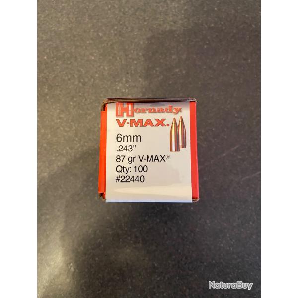 Ogive Hornady V-MAX .243, 87 gr