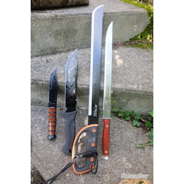Lot de 4 Machette Bowies Lame Acier 3Cr13 Manche ABS Etui LOT POUR REVENDEURS Survie Outlaw Alaska03