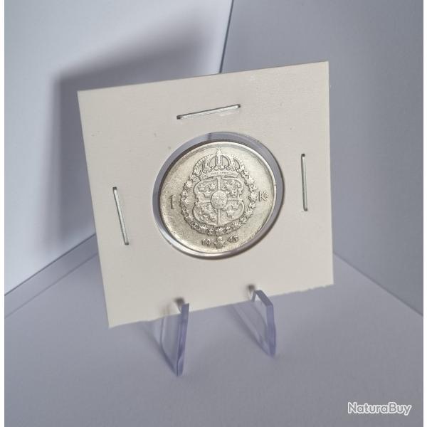 De Qualit 1 Krona Argent 1943 Gustave V , Gustaf V , Sude , Sweden , Sveriges , 1 Couronne WWII