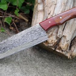 Couteau De Cuisine Santoku Epaisse Lame Acier Damas Bubble 256 Couches Manche Bois Fabr Artisanale
