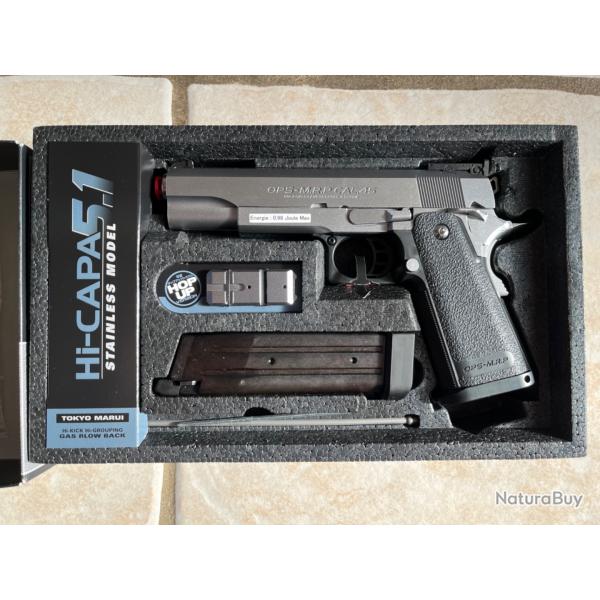 Rplique TOKYO MARUI Hi-Capa 5.1 GBB (stainless)