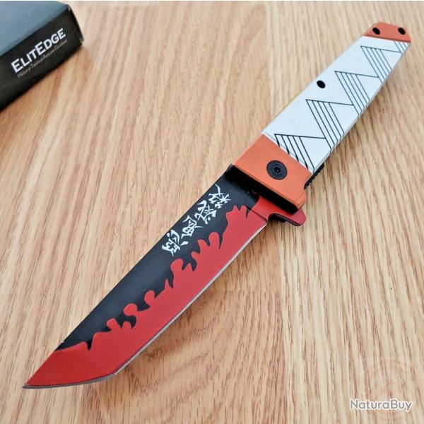 Couteau ElitEdge Tanto Linerlock A/O Black Lame Acier 420C Manche Nylon Clip