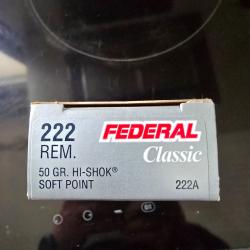 20 balles Fédéral 222 remington
