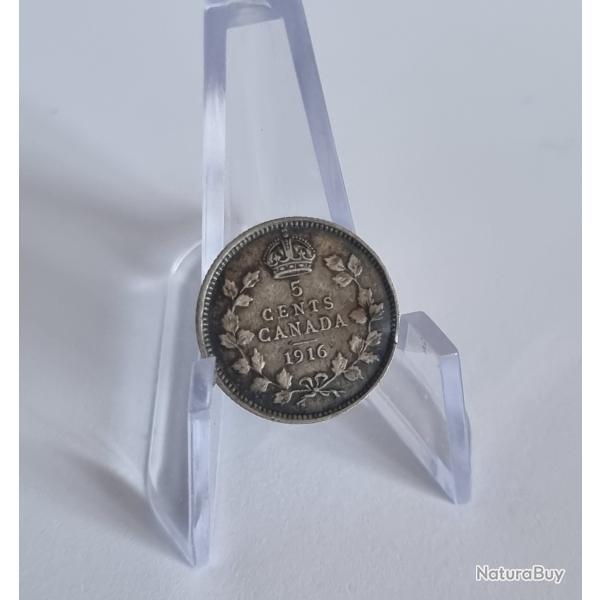 Superbe 5 Cents Argent 1916 Georges V , Canada , XXme Sicle , 20me Sicle