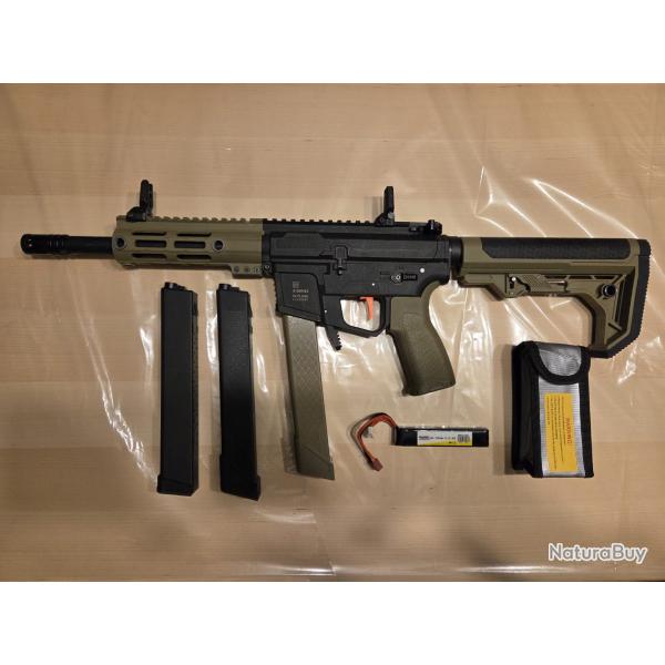 Rplique airsoft aeg Specna Arms SA-FX01 FLEX, bi-ton noir tan, full upgrade, 1 Joule max