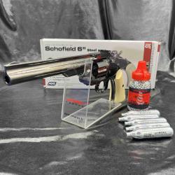 Pack prêt à tirer REVOLVER "SCHOFIELD 6" - GREY FULL METAL - Cal 4.5BBS - CO2