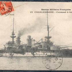 CPA -Marine Militaire Française -CHARLEMAGNE -Cuirasse a tourelles  N°3776