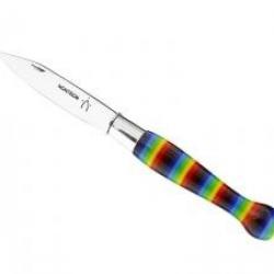 Couteau Nontron N° 25 lame acier T12 inox manche boule acrylique multicolore,
