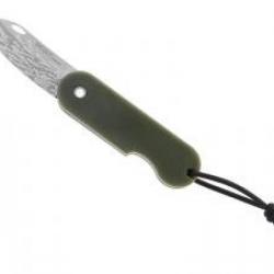 Couteau Skult  lame acier inox X46Cr13 sans cran avec motif Le Banc De Poissons manche vert
