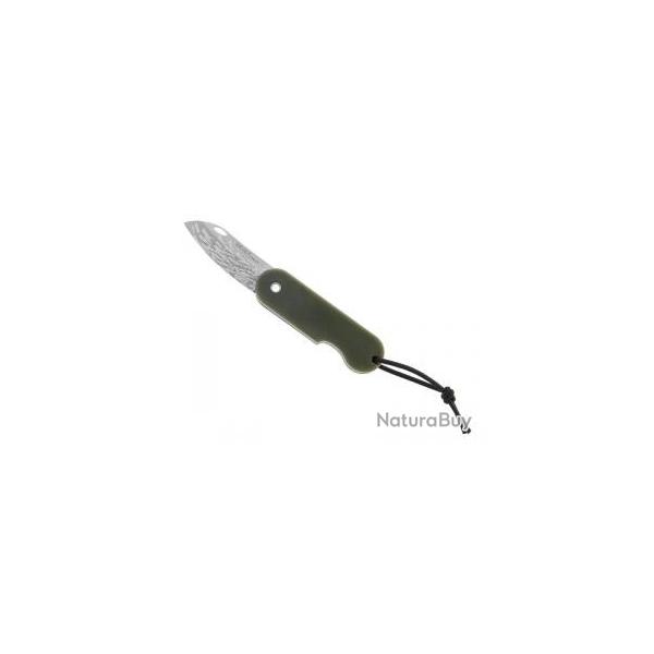 Couteau Skult  lame acier inox X46Cr13 sans cran avec motif Le Banc De Poissons manche vert