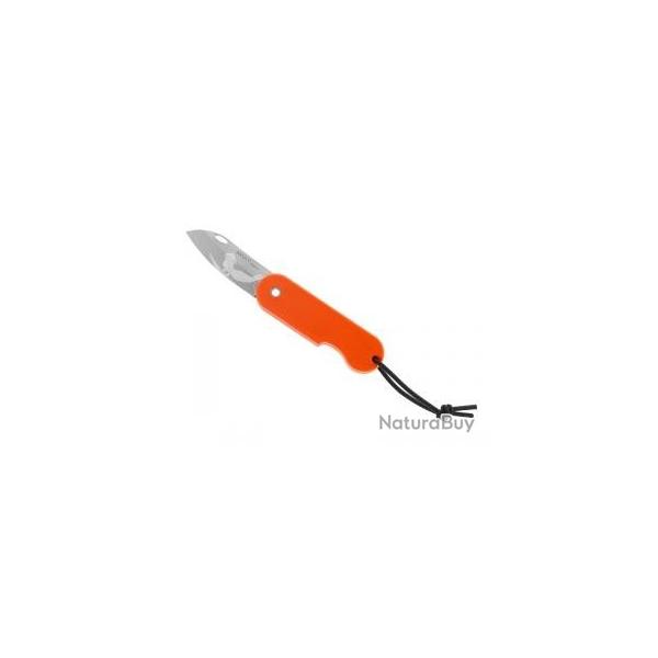 Couteau Skult lame acier inox X46Cr13 sans cran avec motif La Surfeuse manche orange