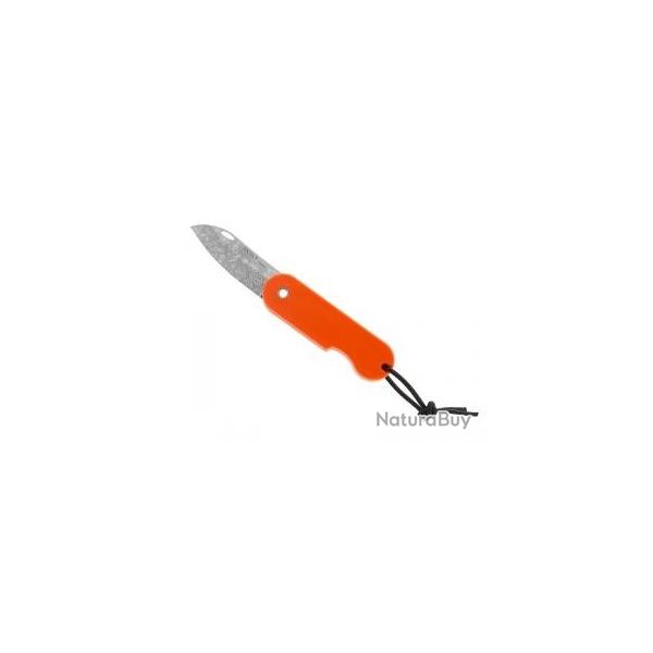 Couteau Skult lame acier inox X46Cr13 sans cran avec motif Le Tatou manche orange