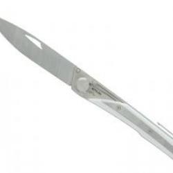 Couteau Actilam S4 lame acier 14C28N manche en plaquette corian blanc