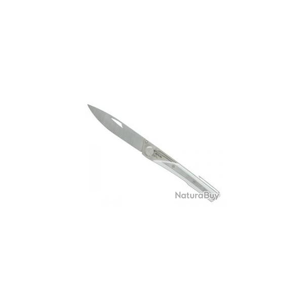 Couteau Actilam S4 lame acier 14C28N manche en plaquette corian blanc