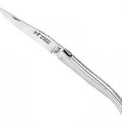 Couteau  Laguiole LE FIDELE lame acier 12C27 dos guilloché plein manche en aluminium satiné