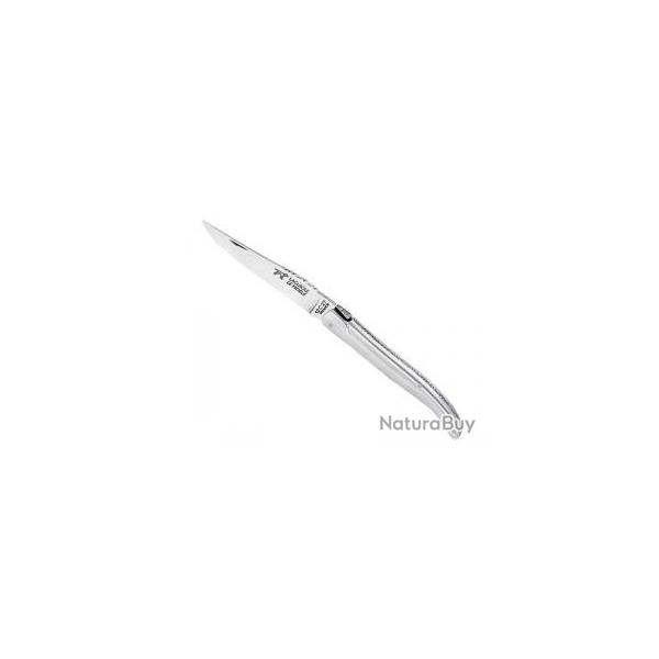 Couteau  Laguiole LE FIDELE lame acier 12C27 dos guilloch plein manche en aluminium satin