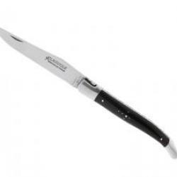 Couteau Laguiole GILLES® ESSENTIEL lame mate acier 12C27 manche en corne noir +pochette
