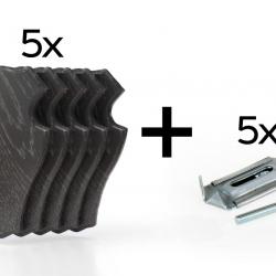 Pack de 5 plaques à trophée 19x12 cm + 5 supports métal - Foncées