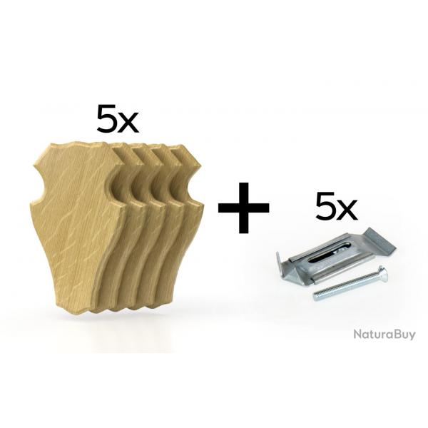 Pack de 5 plaques  trophe 19x12 cm + 5 supports mtal - Claires