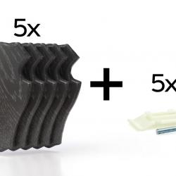 Pack de 5 plaques à trophée 22x13 cm + 5 supports plastiques - Foncées