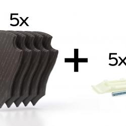 Pack de 5 plaques à trophée 19x12 cm + 5 supports plastiques - Foncées