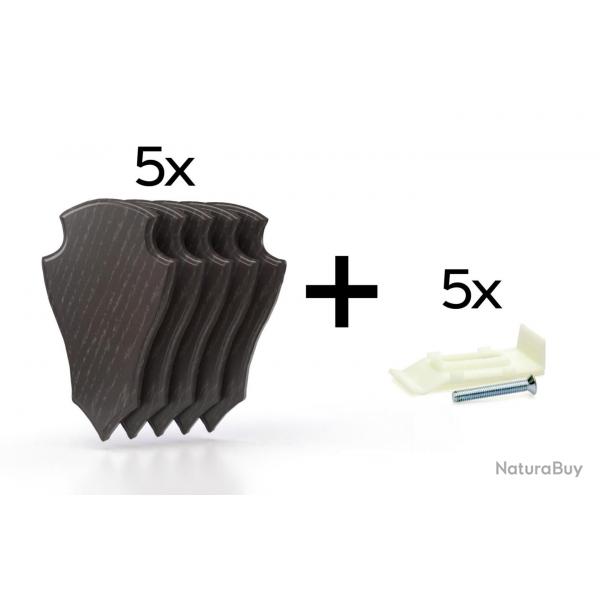 Pack de 5 plaques  trophe 19x12 cm + 5 supports plastiques - Fonces