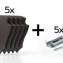 Pack de 5 plaques à trophée 22x13 cm + 5 supports métal - Foncées