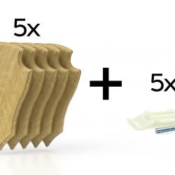 Pack de 5 plaques à trophée 22x13 cm + 5 supports plastiques - Claires