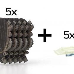 Pack de 5 plaques à trophée scultées 23x15 cm + 5 supports plastiques - Foncées