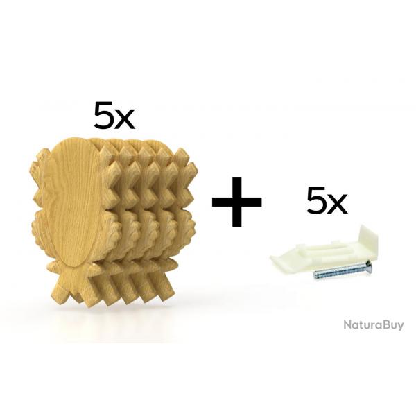 Pack de 5 plaques  trophe scultes 23x15 cm + 5 supports plastiques - Claires