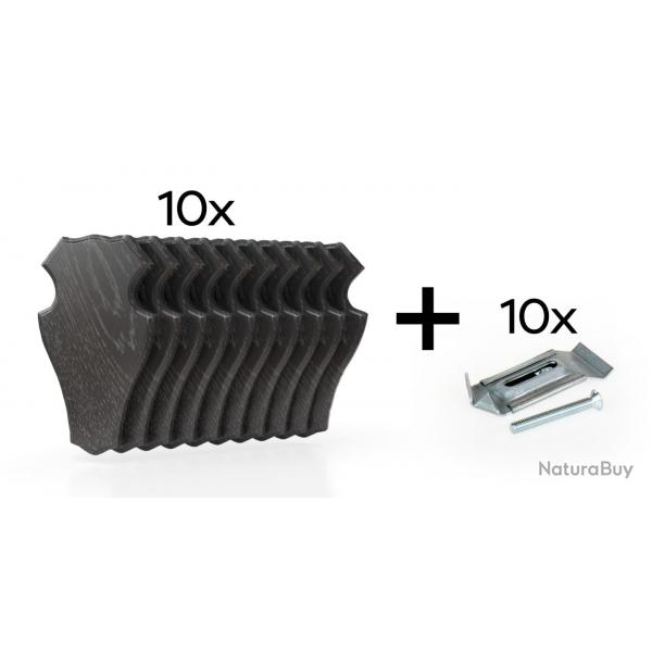 Pack de 10 plaques  trophes 22x13 cm + 10 supports mtal - Fonces