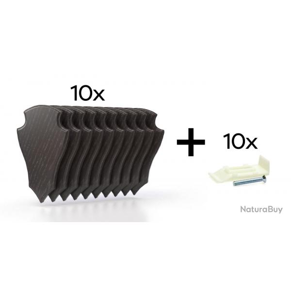 Pack de 10 plaques  trophes 19x12 cm + 10 supports plastiques - Fonces